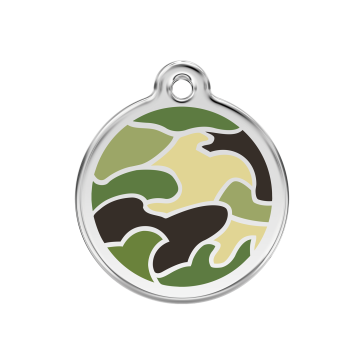 Red Dingo Personalised Stainless Steel Enamel Pet ID Tag - Camouflage Green