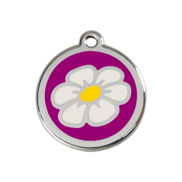 Red Dingo Personalised Stainless Steel Enamel Pet ID Tag - Daisy Flower