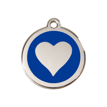 Red Dingo Personalised Stainless Steel Enamel Pet ID Tag - Navy Heart