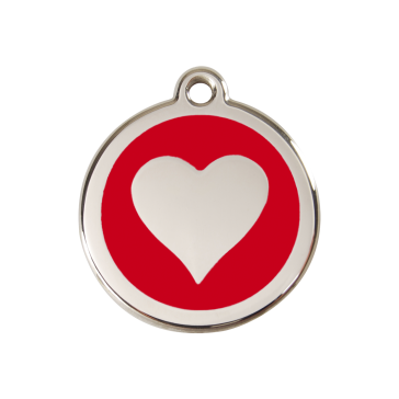 Red Dingo Personalised Stainless Steel Enamel Pet ID Tag - Red Heart