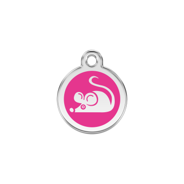 Red Dingo Personalised Stainless Steel Enamel Cat ID Tag - Mouse Hot Pink