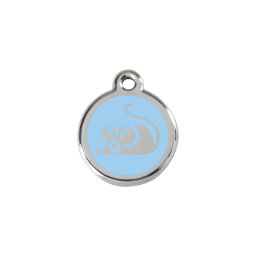 Red Dingo Personalised Stainless Steel Enamel Cat ID Tag - Mouse Light Blue
