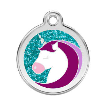 Red Dingo Personalised Stainless Steel Glitter Pet ID Tag - Unicorn