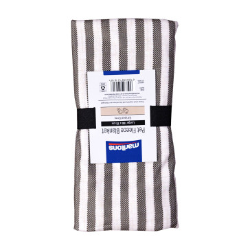 Marltons Striped Grey Fleece Pet Blanket