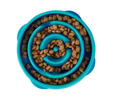 Outward Hound Slow Feeder Large Dog Bowl - Turquoise