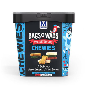 Montego Bags O Wags Mini Bones Chewies Tubs Dog Treats
