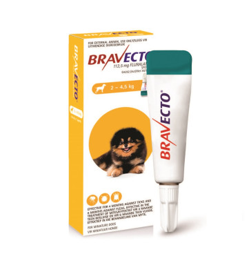 Bravecto Spot On Miniature Dog 2-4.5kg Tick & Flea Treatment