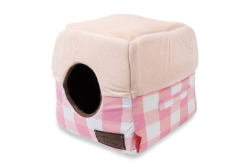 Cat's Life Cat Cube Cat Bed - Checkered Pink