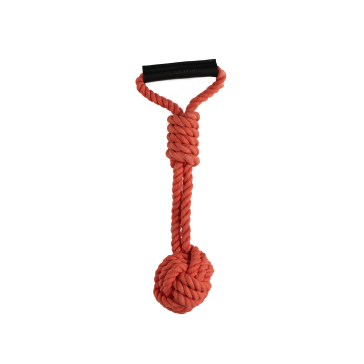 Urbanpaws Rope and Leather Tug Dog Toy - Coral