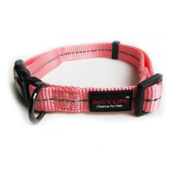 Dog's Life Reflective Supersoft Webbing Dog Collar-Pink