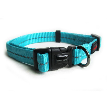 Dog's Life Reflective Supersoft Webbing Dog Collar-Turquoise