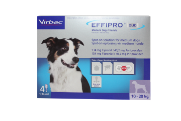 Effipro DUO Spot-On Treament for Medium Dogs - 10-20kg - Pack of 4