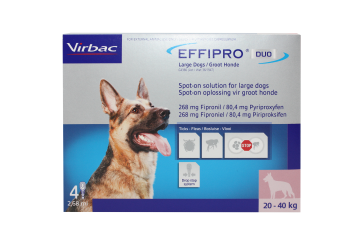 Effipro DUO Spot-On Treament for Large Dogs - 20-40kg - Pack of 4