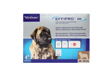 Effipro DUO Spot-On Treament for Extra Large Dogs - 40-60kg - Pack of 4