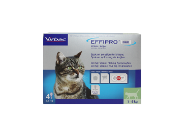 Effipro DUO Spot-On Treament for Cats - 1-6kg - Pack of 4