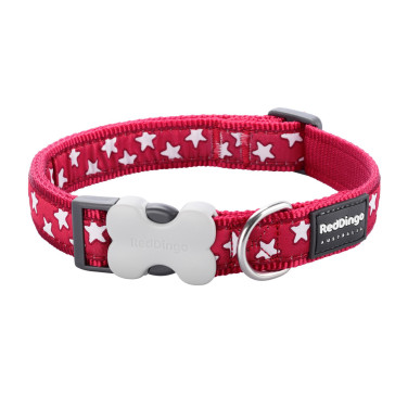 Red Dingo Design Dog Collar - White Stars on Red-XS