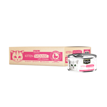 Kit Cat Mousse with Chicken Toppers Kitten Wet Food - 24x80g