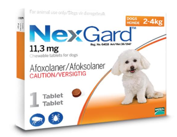 NexGard Small Dog 2-4kg Chewable Tick & Flea Tablet