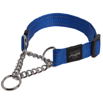 Rogz Utility Obedience Half-Check Dog Collar-Blue