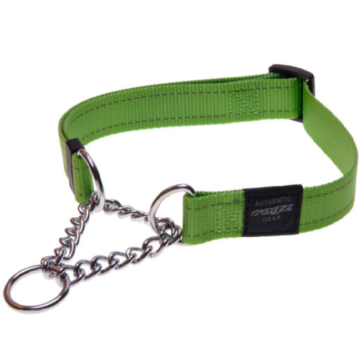 Rogz Utility Obedience Half-Check Dog Collar-Lime