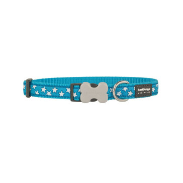RedDingo Design Dog Collar-White Stars-Turquoise