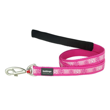 RedDingo Design Fixed Dog Lead-Paw Impressions-Hot Pink