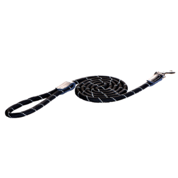 Rogz Rope Long Fixed Dog Lead-Black
