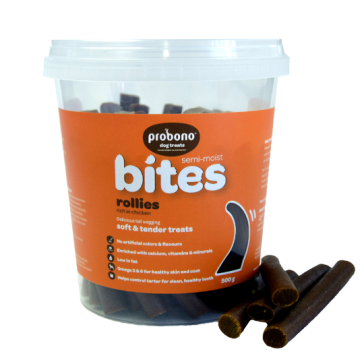 Probono Semi-Moist Chicken Rollies Dog Treats-120g