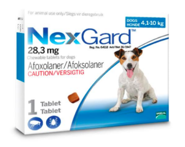 NexGard Medium Dog 4-10kg Chewable Tick & Flea Tablet-pack of 1