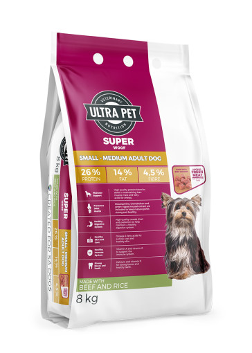 Ultra Dog Superwoof Beef and Rice Small-Medium Adult Dog Food-8kg