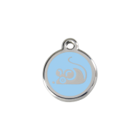 Red Dingo Personalised Stainless Steel Enamel Cat ID Tag - Mouse Light Blue