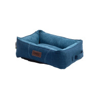 Rogz Lounge Walled Rectangular Dog Bed - Navy-S