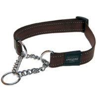 Rogz Utility Obedience Half-Check Dog Collar-Brown