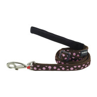 Red Dingo Design Adjustable Dog Lead-Pink Spots-Brown