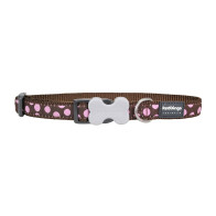 Red Dingo Design Dog Collar-Pink Spots-Brown