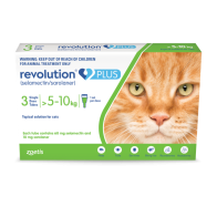 Revolution Plus Cat Tick, Flea and Worm Spot-On Treatment - 5kg-10kg