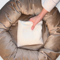 Pet Heaven Plush Velvet Heated Pet Bed - Stone