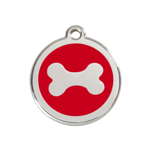 Red Dingo Personalised Stainless Steel Enamel Pet ID Tag - Bone Red