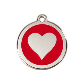 Red Dingo Personalised Stainless Steel Enamel Pet ID Tag - Red Heart
