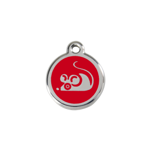 Red Dingo Personalised Stainless Steel Enamel Cat ID Tag - Mouse Red