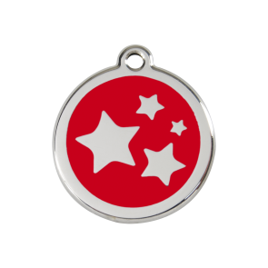 Red Dingo Personalised Stainless Steel Enamel Pet ID Tag - Red Stars