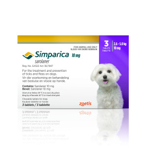 Simparica Sarolaner Chewable Ticks and Flea Tablet - 2.6-5kg