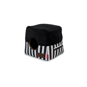 Cat's Life Black Cube Stripe Cat Bed - M