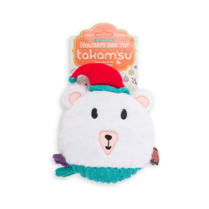 Takamisu Polar Bear Flattie Plush Dog Toy