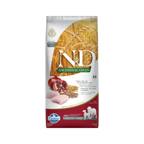 Farmina N&D Ancestral Grain Italian Chicken & Pomegranate Medium & Maxi Adult Dog Food-12kg