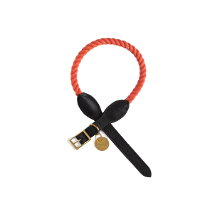 Urbanpaws Rope and Leather Dog Collar - Coral