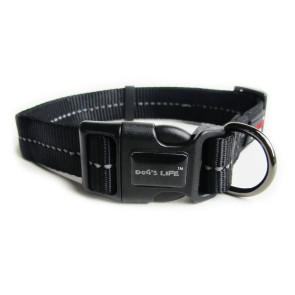 Dog's Life Reflective Supersoft Webbing Dog Collar-Black
