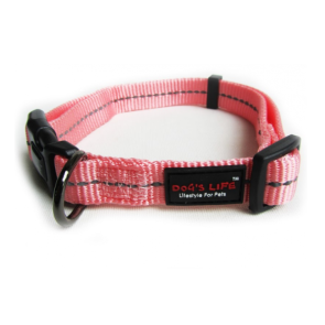 Dog's Life Reflective Supersoft Webbing Dog Collar-Pink