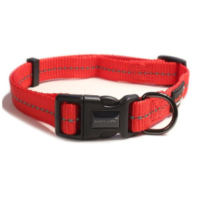 Dog's Life Reflective Supersoft Webbing Dog Collar-Red
