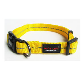 Dog's Life Reflective Supersoft Webbing Dog Collar-Yellow